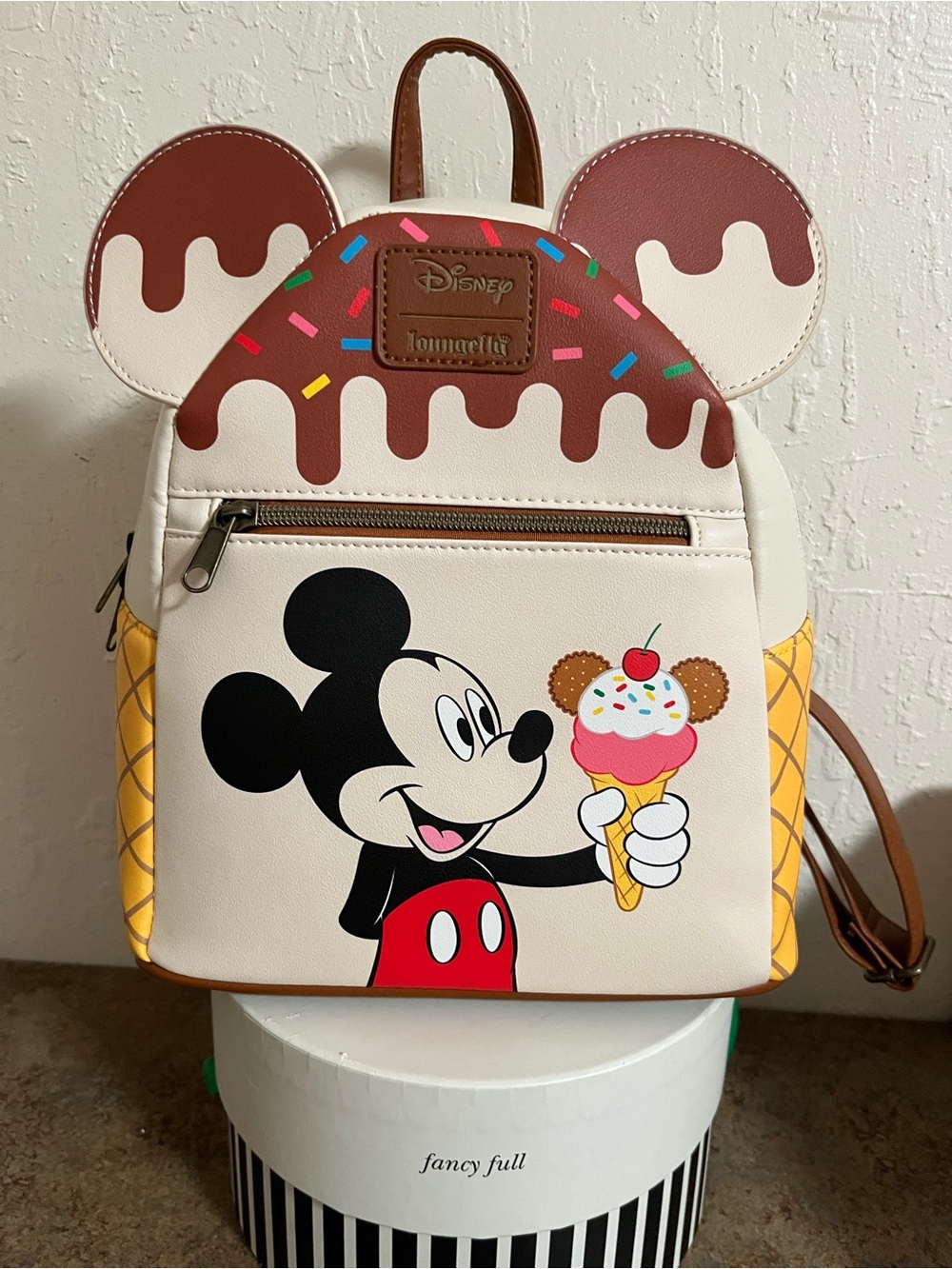 Disney Loungefly Mickey Ice Cream Mini Backpack - Cream & Brown